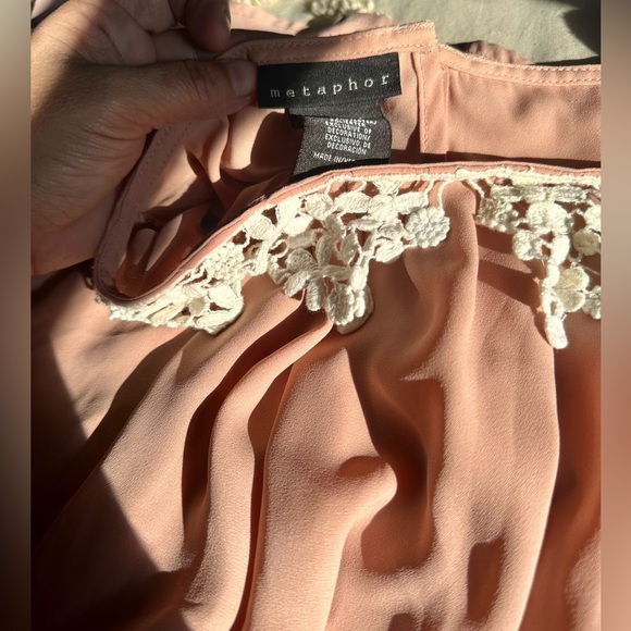 Ballerina Lace Collar Flowy Dusty Pink Top - Picture 5 of 8
